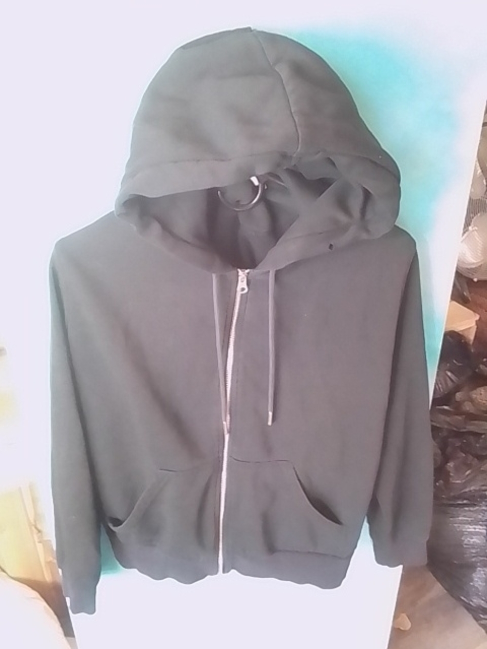 (62). H&M, Black Full-Zip Hooded Sweatshirt